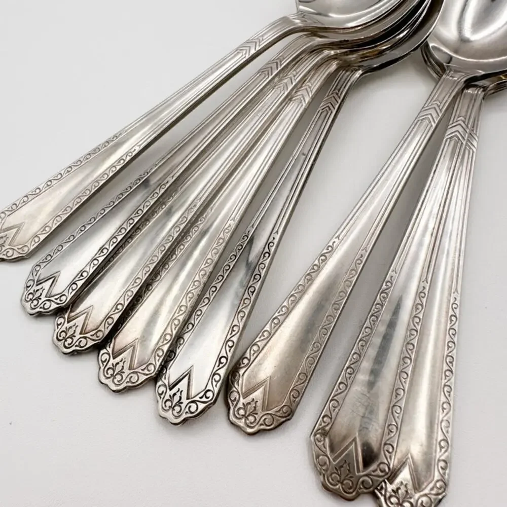Atq Art Deco National Silver Co EPNS Silver Plate Tea Spoons 